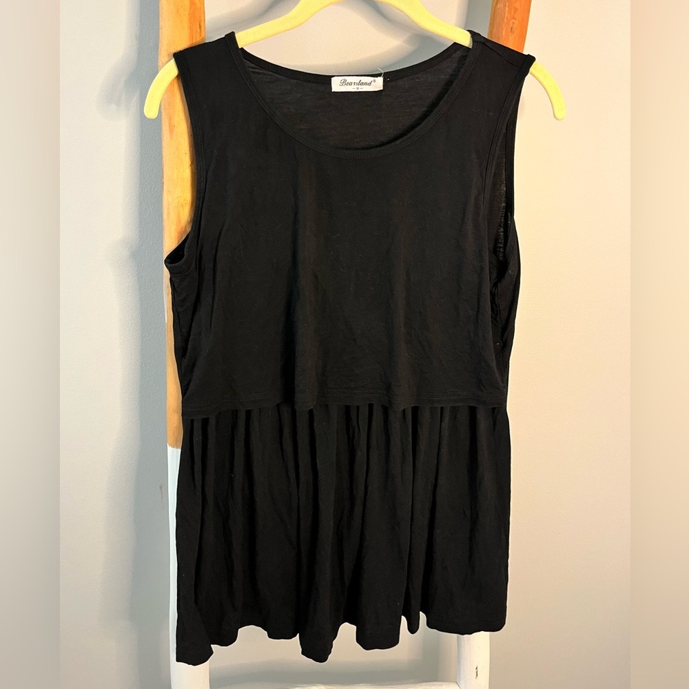 Bearsland Black Peplum Tank Top Sleeveless Knit